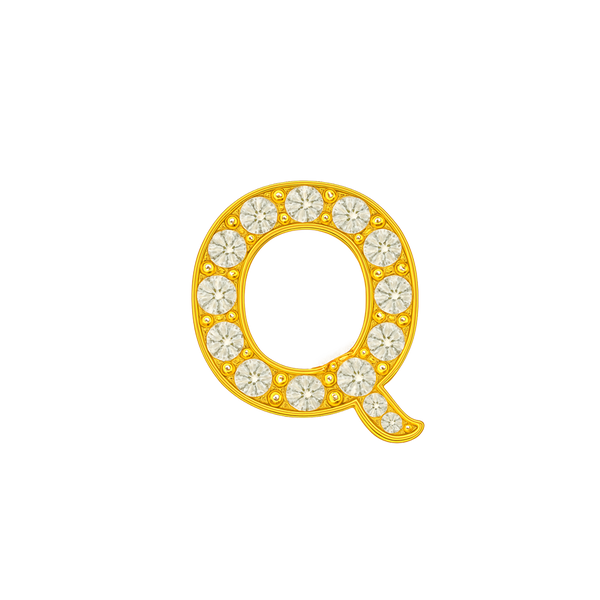 Large Initial Charm with Lab Grown Diamonds Finding in 14K Gold (8 mm)