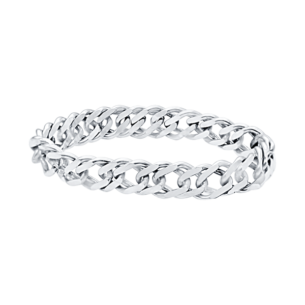 Rambo Chain Ring in Sterling Silver (Sizes 4-12) (3.5 mm - 4.6 mm)