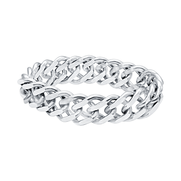 Rambo Chain Ring in Sterling Silver (Sizes 4-12) (3.5 mm - 4.6 mm)