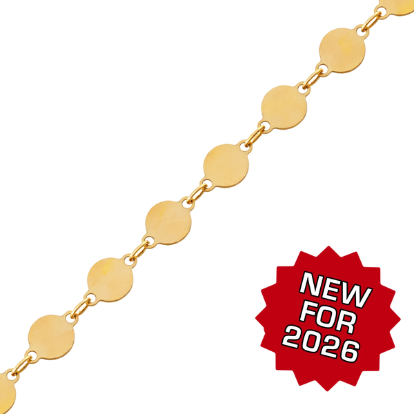 Bulk / Spooled Mirror Round Disc Chain in 14K Gold-Filled (4.00 mm)