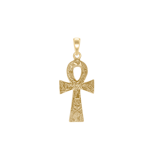14K Gold Ankh Cross Pendant (37 x 15 mm)