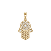 Hamsa Filigree Pendant with Diamonds in 14K Gold (30 x 18 mm)