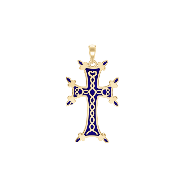 14K Gold Armenian Cross Pendant (33 x 18 mm)