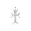Sterling Silver Armenian Cross Pendant with Cubic Zirconia (45 x 24 mm)