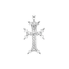 Sterling Silver Armenian Cross Pendant with Cubic Zirconia (33 x 18 mm)