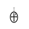 Sterling Silver Tau-Rho Cross Medallions with Black Enamel (34 x 19 mm)