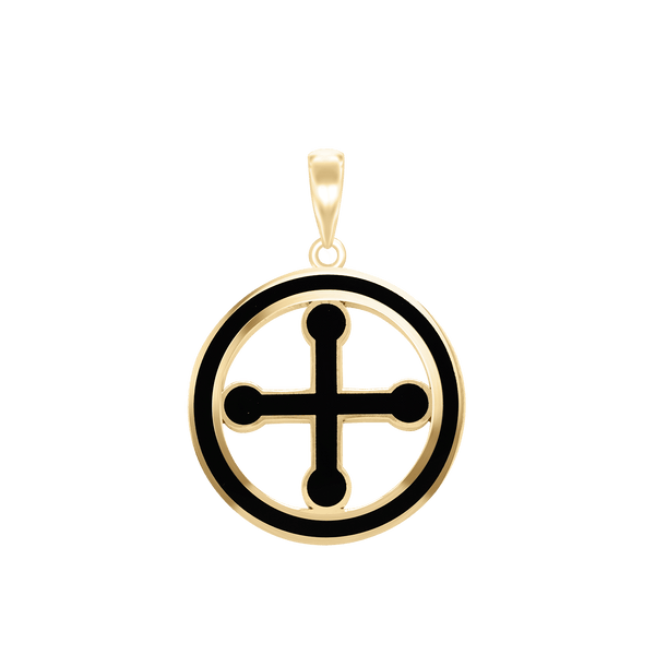 Sterling Silver Pomée Cross Medallions with Black Enamel (30 x 22 mm)