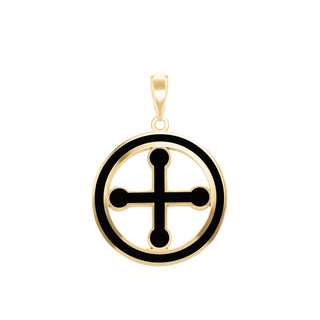 Sterling Silver Pomée Cross Medallions with Black Enamel (30 x 22 mm)