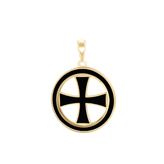 Sterling Silver Pattée Cross Medallions with Black Enamel (30 x 22 mm)
