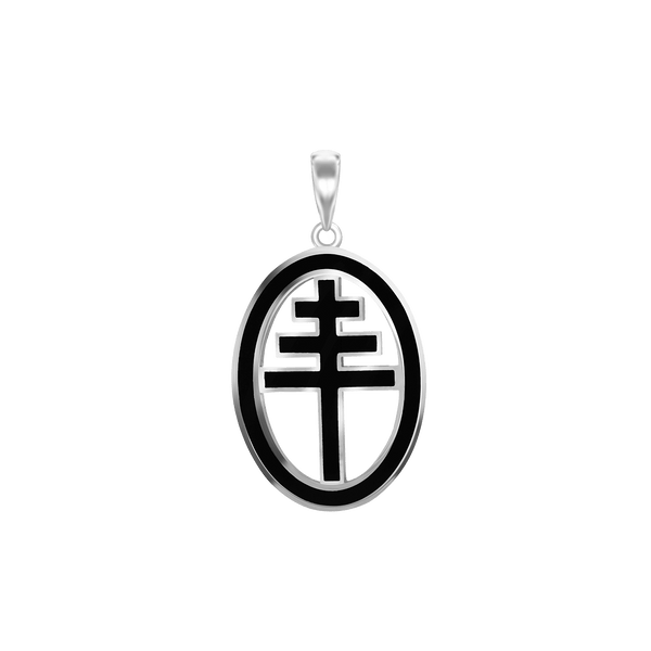 Sterling Silver Papal Cross Medallions with Black Enamel (34 x 19 mm)