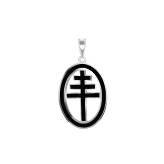 Sterling Silver Papal Cross Medallions with Black Enamel (34 x 19 mm)