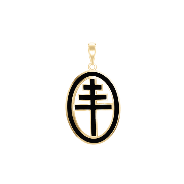 Sterling Silver Papal Cross Medallions with Black Enamel (34 x 19 mm)