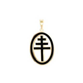 Sterling Silver Papal Cross Medallions with Black Enamel (34 x 19 mm)