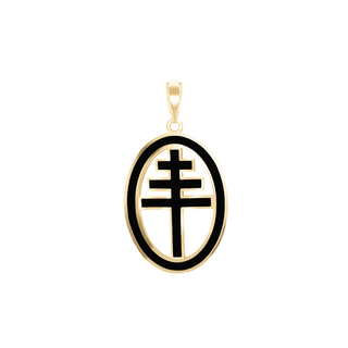 Sterling Silver Papal Cross Medallions with Black Enamel (34 x 19 mm)