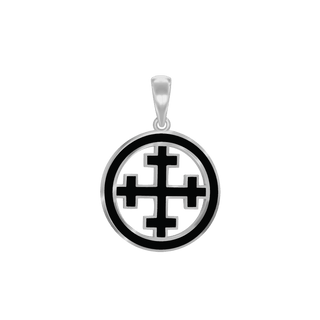 Sterling Silver Crosslet Cross Medallions with Black Enamel (30 x 22 mm)