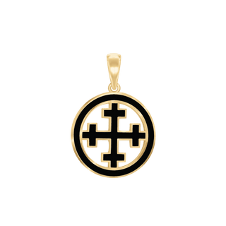 Sterling Silver Crosslet Cross Medallions with Black Enamel (30 x 22 mm)