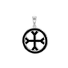 Sterling Silver Fourchée Cross Medallions with Black Enamel (30 x 22 mm)