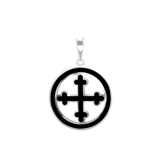 Sterling Silver Botonée Cross Medallions with Black Enamel (30 x 22 mm)