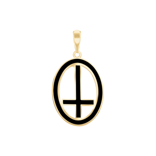 Sterling Silver St. Peters Cross Medallions with Black Enamel (34 x 19 mm)