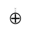 Sterling Silver Greek Cross Medallions with Black Enamel (30 x 22 mm)