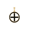 Sterling Silver Greek Cross Medallions with Black Enamel (30 x 22 mm)