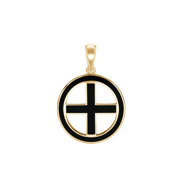 Sterling Silver Greek Cross Medallions with Black Enamel (30 x 22 mm)