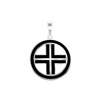 Sterling Silver Voided Cross Medallions with Black Enamel (30 x 22 mm)