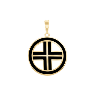 Sterling Silver Voided Cross Medallions with Black Enamel (30 x 22 mm)