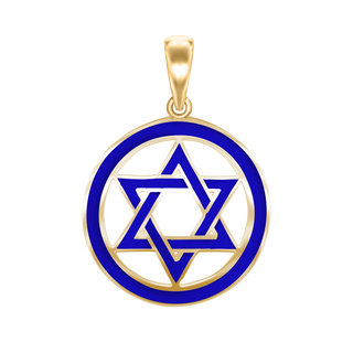 14K Gold Star of David Pendant (30 x 22 mm)