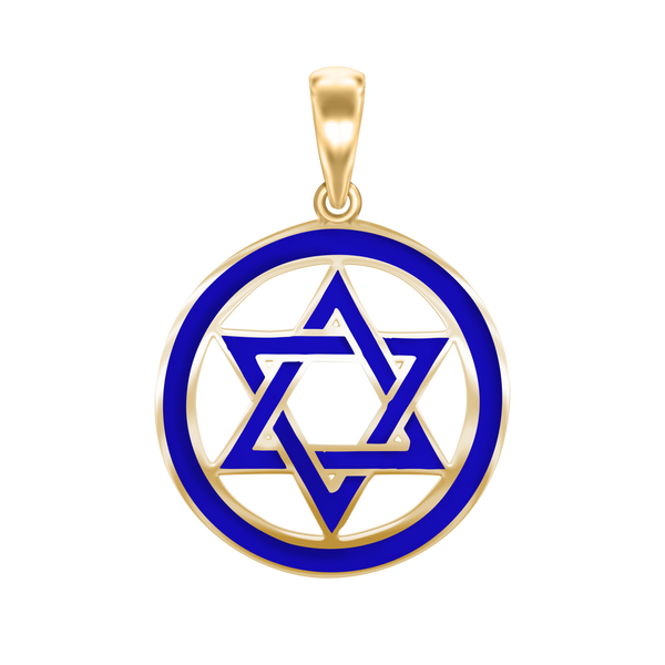 14K Gold Star of David Pendant (30 x 22 mm)