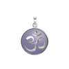 Sterling Silver Hindu Om Pendant with Lavender Enamel (26 x 19 mm)