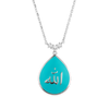 Sterling Silver Allah Pendant with Light Blue Enamel (25 x 16 mm)