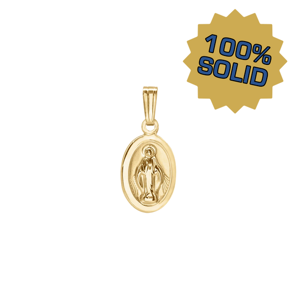 14K Gold Small Miraculous Oval Medallion (5/8 inch)