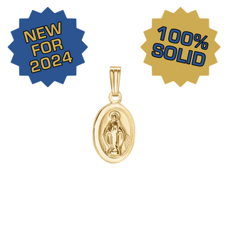 14K Gold Small Miraculous Oval Medallion (5/8 inch)