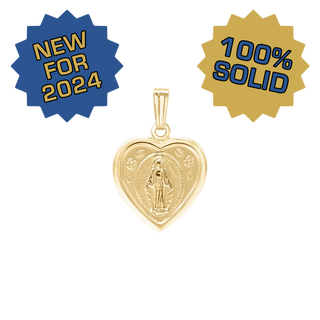 14K Gold Small Miraculous Heart Medallion (1/2 inch)