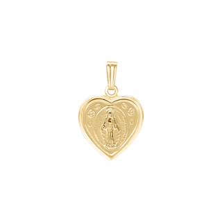 14K Gold Small Miraculous Heart Medallion (1/2 inch)