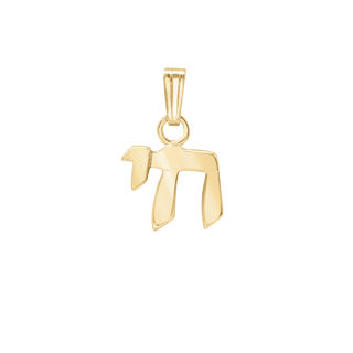 14K Gold Small Chai Pendant  (17 x 9 mm)