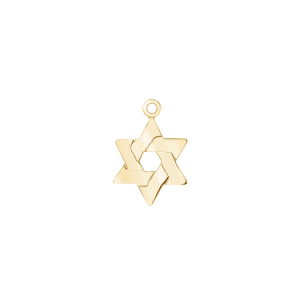 14K Gold Star of David Permanent Charm (15 x 10 mm)