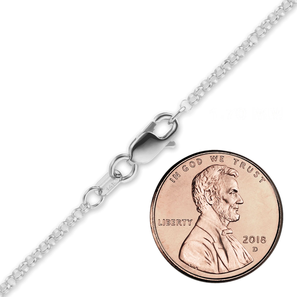 Finished Rolo Anklet in 14K White Gold (1.15 mm - 2.50 mm)