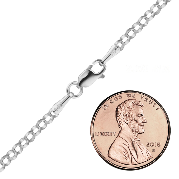 Finished Rolo Anklet in 14K White Gold (1.15 mm - 2.50 mm)