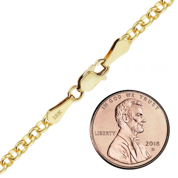 Finished Rolo Necklace in 18K Yellow Gold (1.70 mm - 4.20 mm)