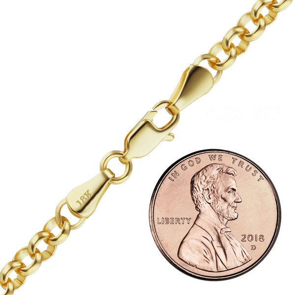 Finished Rolo Anklet in 18K Yellow Gold (1.70 mm - 4.20 mm)