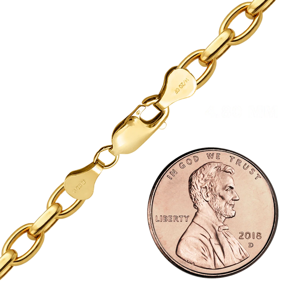 Finished Oval Rolo (Belcher) Necklace in 14K Gold-Filled (3.70 mm - 4.80 mm)