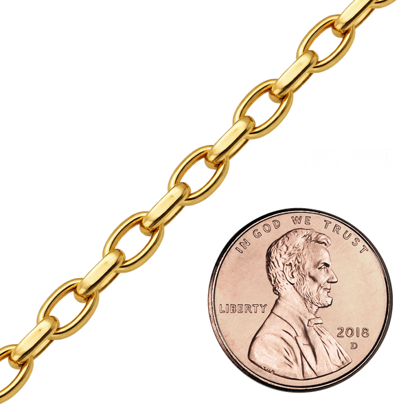 Bulk / Spooled Oval Rolo (Belcher) Chain in 14K Gold-Filled (3.70 mm - 4.80 mm)