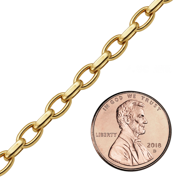 Bulk / Spooled Oval Rolo (Belcher) Chain in 14K Gold-Filled (3.70 mm - 4.80 mm)