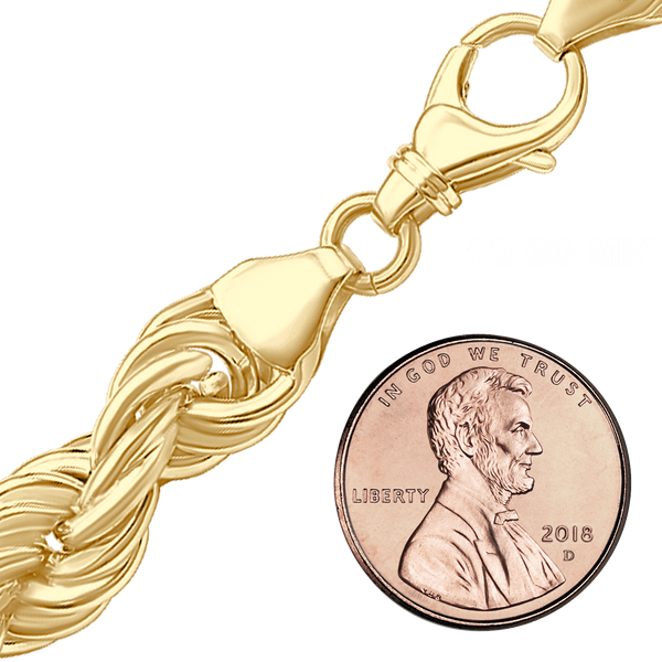 Finished Handmade Solid Rope Anklet in 14K Yellow Gold (2.20 mm - 12.60 mm)