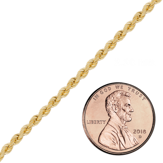 Bulk / Spooled Handmade Solid Rope Chain in 14K Yellow Gold (2.20 mm - 6.30 mm)