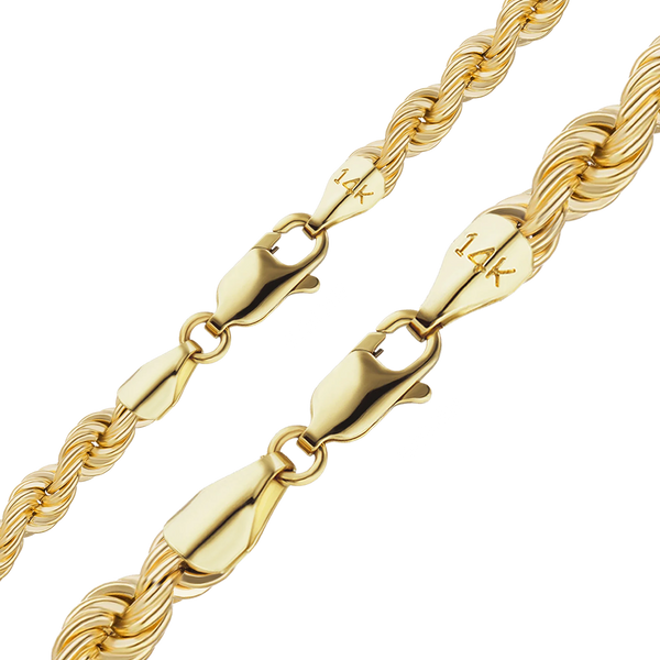 Finished Handmade Solid Rope Necklace in 10K Yellow Gold (4.20 mm - 6.30 mm)