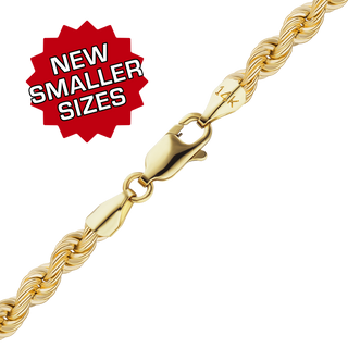 Finished Handmade Solid Rope Anklet in 14K Yellow Gold (2.20 mm - 12.60 mm)