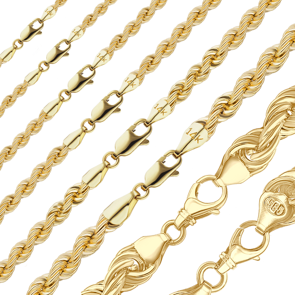 Finished Handmade Solid Rope Bracelet in 14K Yellow Gold (2.20 mm - 12.60 mm)